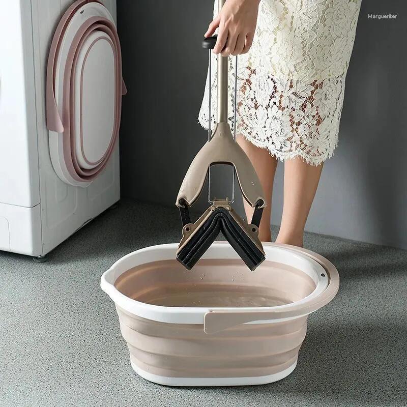 Buckets Folding Mop Bucket Creative Household Items Simple Size Plastic Kitchen Bathroom Rubbish Barrel