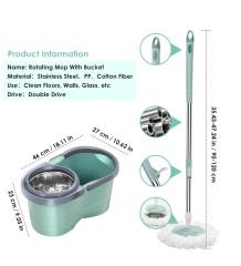 Mops Mop set thickened dual drive green mop bucket rotating metal mop household items hand washing dry and wet cleaning equipment