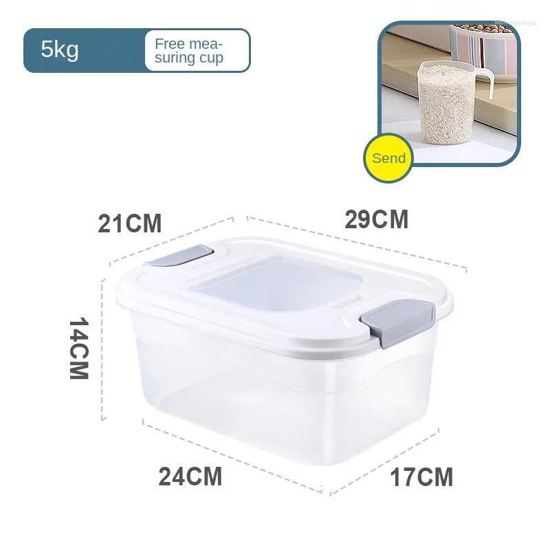 Storage Bottles Transparent Plastic Rice Bucket Flour Containers Household Items Moisture Proof Sealed Kitchen Box