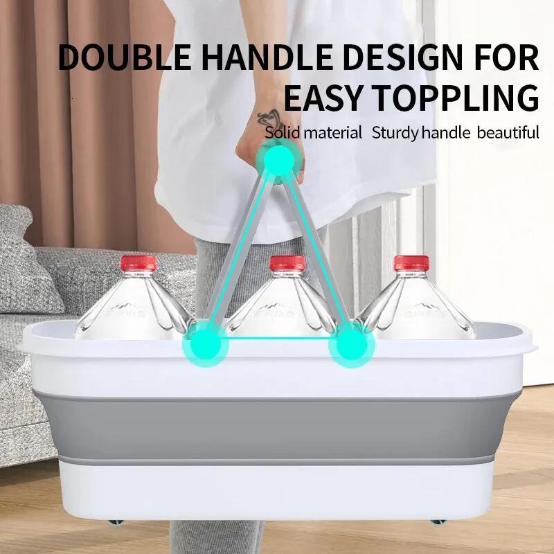 Large Size Multifunctional Folding Mop Bucket Portable Collapsible Bucket With Wheel Car Wash Fishing Camping Household Items