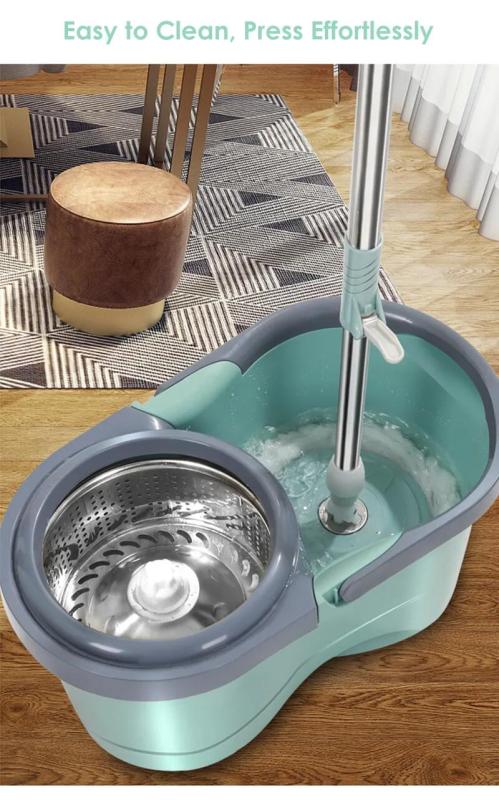 Mops Mop set thickened dual drive green mop bucket rotating metal mop household items hand washing dry and wet cleaning equipment