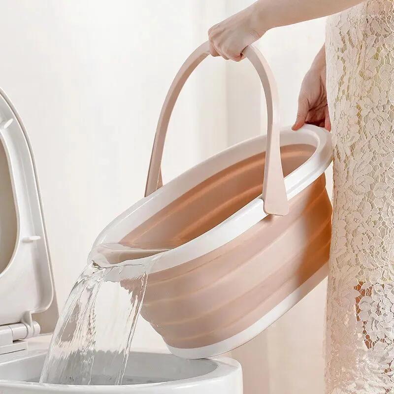 Buckets Folding Mop Bucket Creative Household Items Simple Size Plastic Kitchen Bathroom Rubbish Barrel