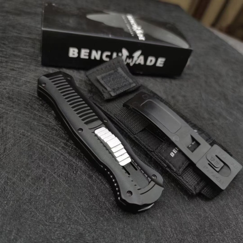 Benchmade 3300BK Infidel Dagger AUTO OTF Knife 3.85" D2 Black Double Edge Blade, Aviation Aluminum Handles