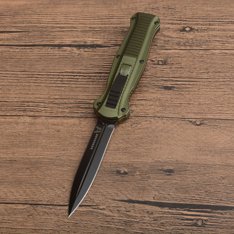 Benchmade 3300BK Infidel Dagger AUTO OTF Knife 3.85" D2 Black Double Edge Blade, Aluminum Alloy Handles