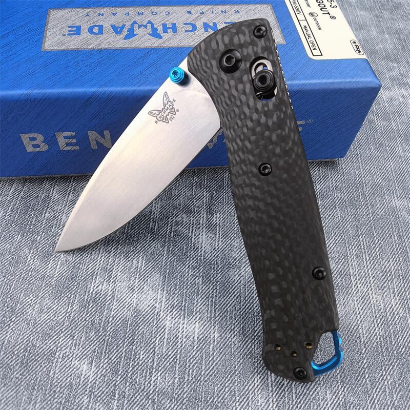 Benchmade 535-3 Bugout AXIS Folding Knife 3.07" S90V Satin Plain Blade, Carbon Fiber Handles