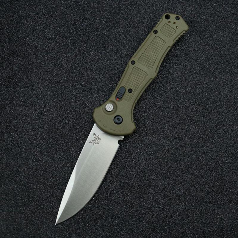 Benchmade 9070BK Claymore AUTO Folding Knife 3.81" CPM-D2 Drop Point Plain Blade, Grivory Handles 9070BK-1