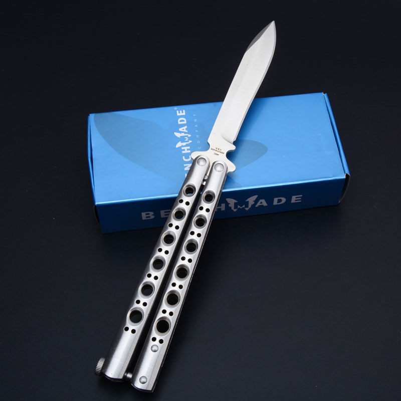 Benchmade Balisong Butterfly Folding Knife 3.74" 440C Plain Blade, Stainless steel Handles - BM41