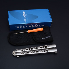 Benchmade Balisong Butterfly Folding Knife 3.74" 440C Plain Blade, Stainless steel Handles - BM41