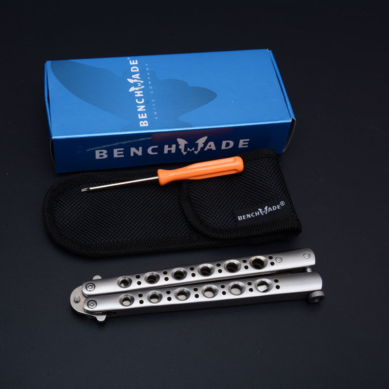 Benchmade Balisong Butterfly Folding Knife 3.74" 440C Plain Blade, Stainless steel Handles - BM41