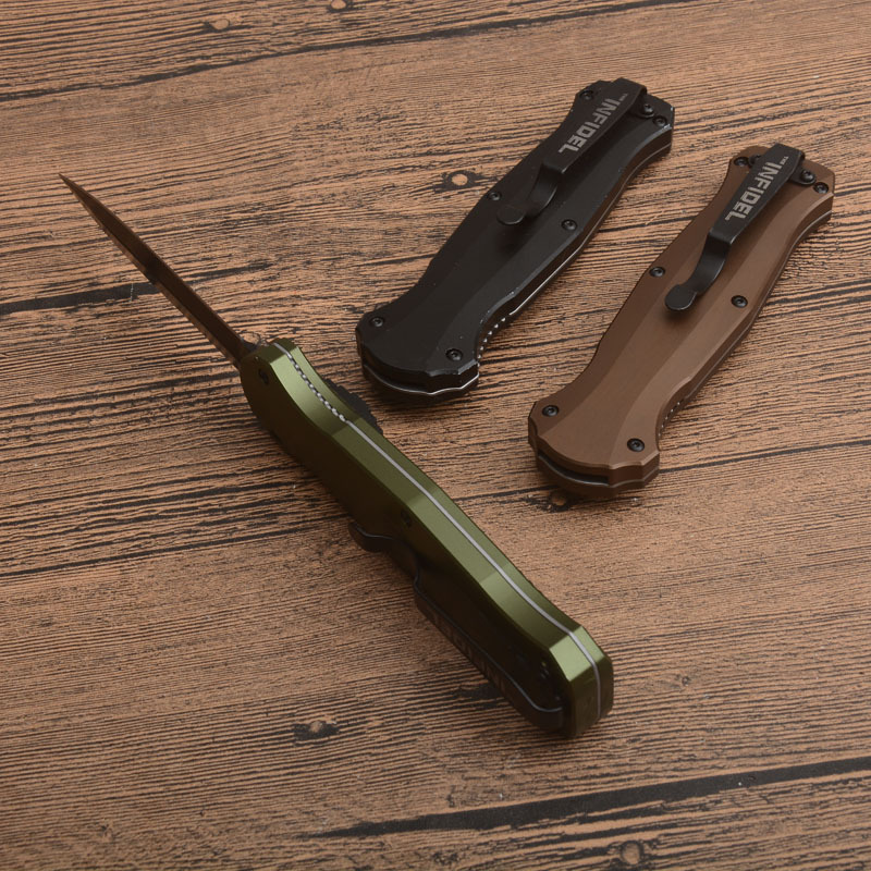 Benchmade 3300BK Infidel Dagger AUTO OTF Knife 3.85" D2 Black Double Edge Blade, Aluminum Alloy Handles