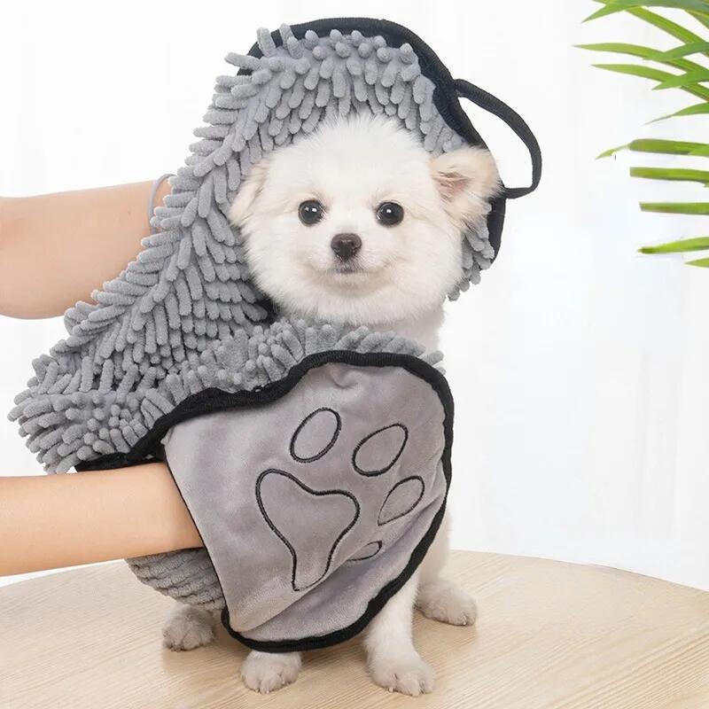 Pet Absorbent Towel Dog Bath Towel Quick-drying Absorb Water Glove Puppy Kitten Soft Towel Pet Cleaning Supplies