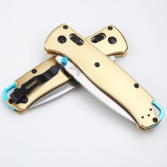 Benchmade 535-3 Bugout AXIS Folding Knife 3.07" S90V Satin Plain Blade, Copper Handles