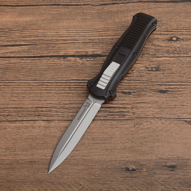 Benchmade 3300BK Infidel Dagger AUTO OTF Knife 3.85" D2 Black Double Edge Blade, Aluminum Alloy Handles