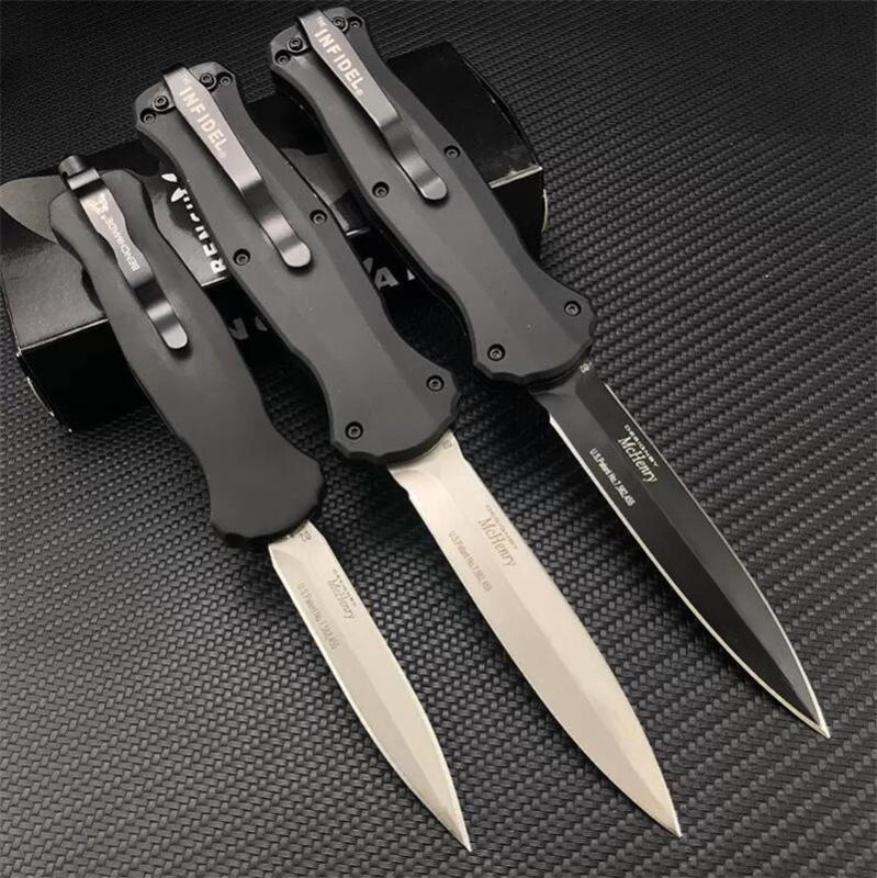 Benchmade 3300BK Infidel Dagger AUTO OTF Knife 3.74" D2 Black Double Edge Blade, Zinc Alumnium Alloy Handles