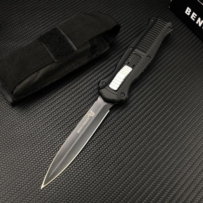Benchmade 3300BK Infidel Dagger AUTO OTF Knife 3.74" D2 Black Double Edge Blade, Zinc Alumnium Alloy Handles