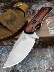 Benchmade 15017 Hunt Hidden Canyon Hunter Fixed Blade Knife 2.44" S30V Drop Point, Red Wood Handles - 15017-1