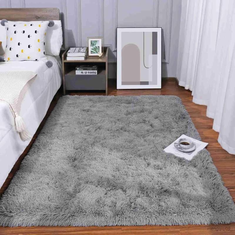 Carpet Gray Carpet for Living Room Plush Rug Bed Room Floor Fluffy Mats Anti-slip Home Decor Rugs Soft Velvet Carpets Kids Room Blanket