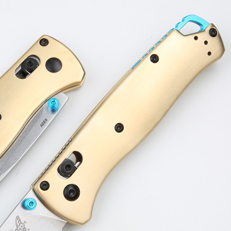 Benchmade 535-3 Bugout AXIS Folding Knife 3.07" S90V Satin Plain Blade, Copper Handles