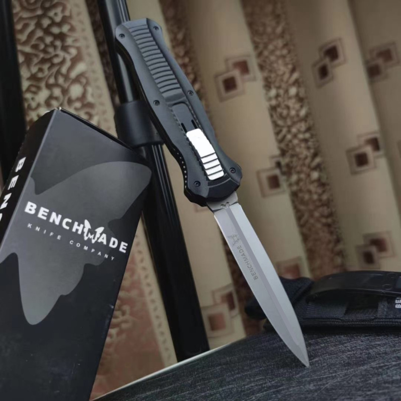 Benchmade 3300BK Infidel Dagger AUTO OTF Knife 3.85" D2 Black Double Edge Blade, Aviation Aluminum Handles