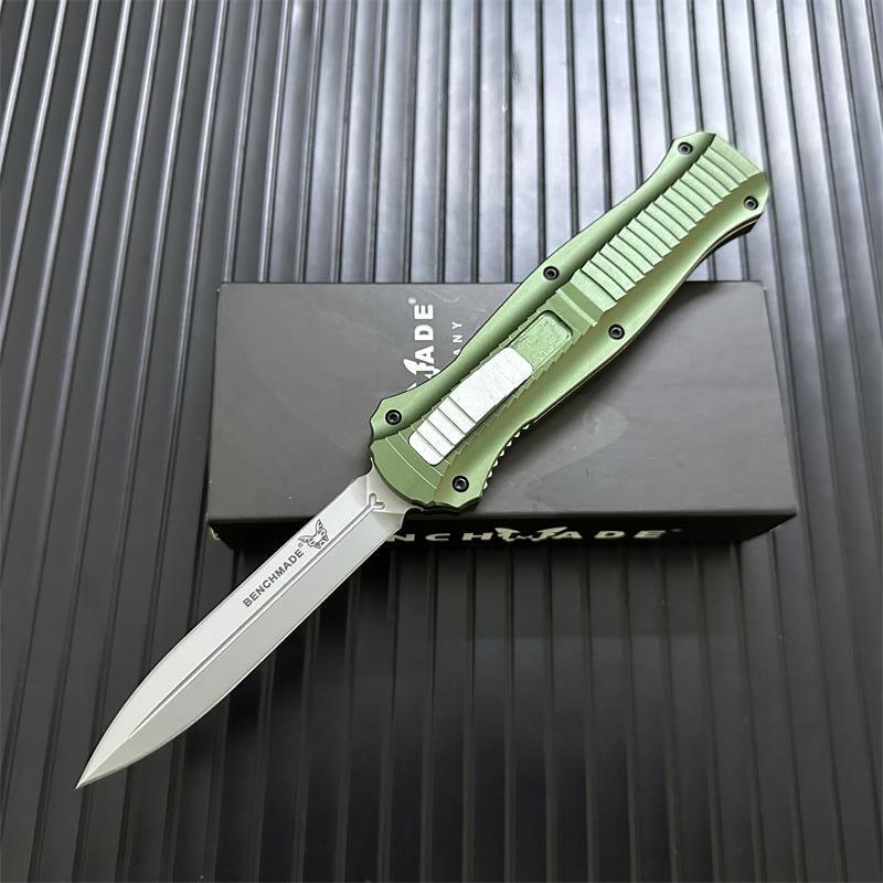 Benchmade 3300BK Infidel Dagger AUTO OTF Knife 3.85" D2 Black Double Edge Blade, Aviation Aluminum Handles