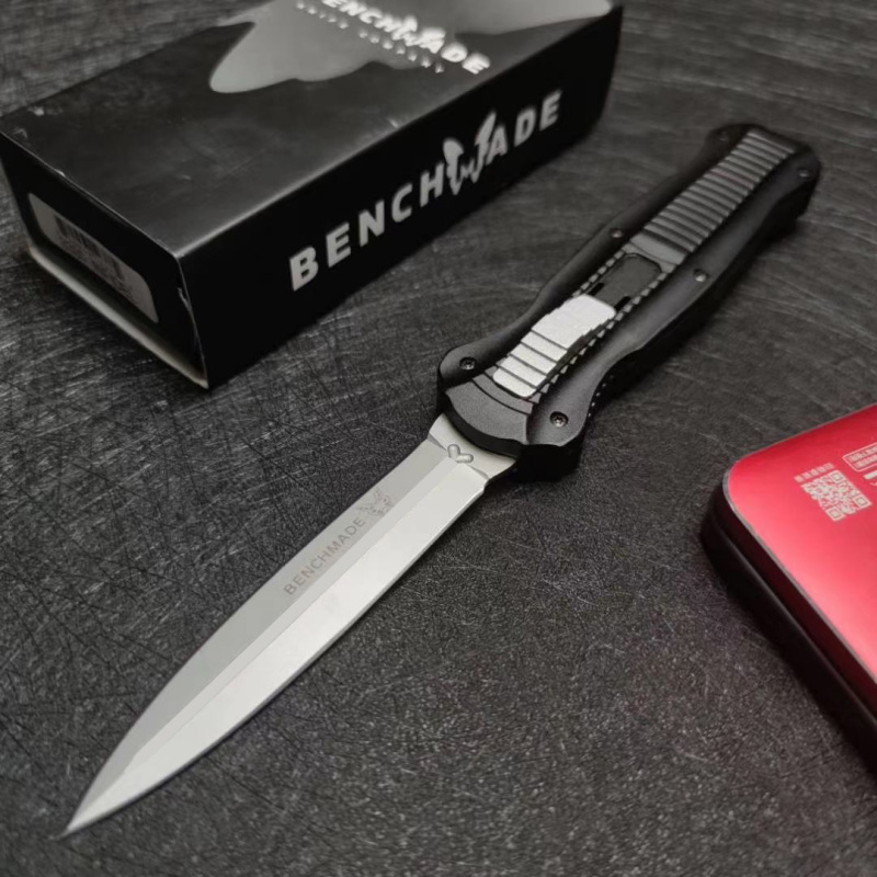 Benchmade 3300BK Infidel Dagger AUTO OTF Knife 3.85" D2 Black Double Edge Blade, Aviation Aluminum Handles