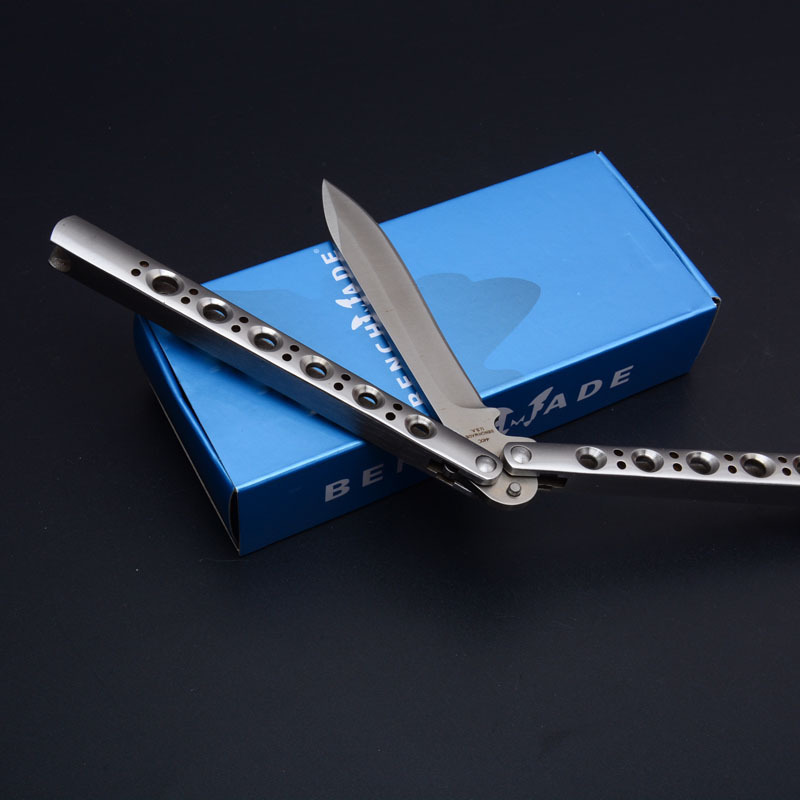 Benchmade Balisong Butterfly Folding Knife 3.74" 440C Plain Blade, Stainless steel Handles - BM41