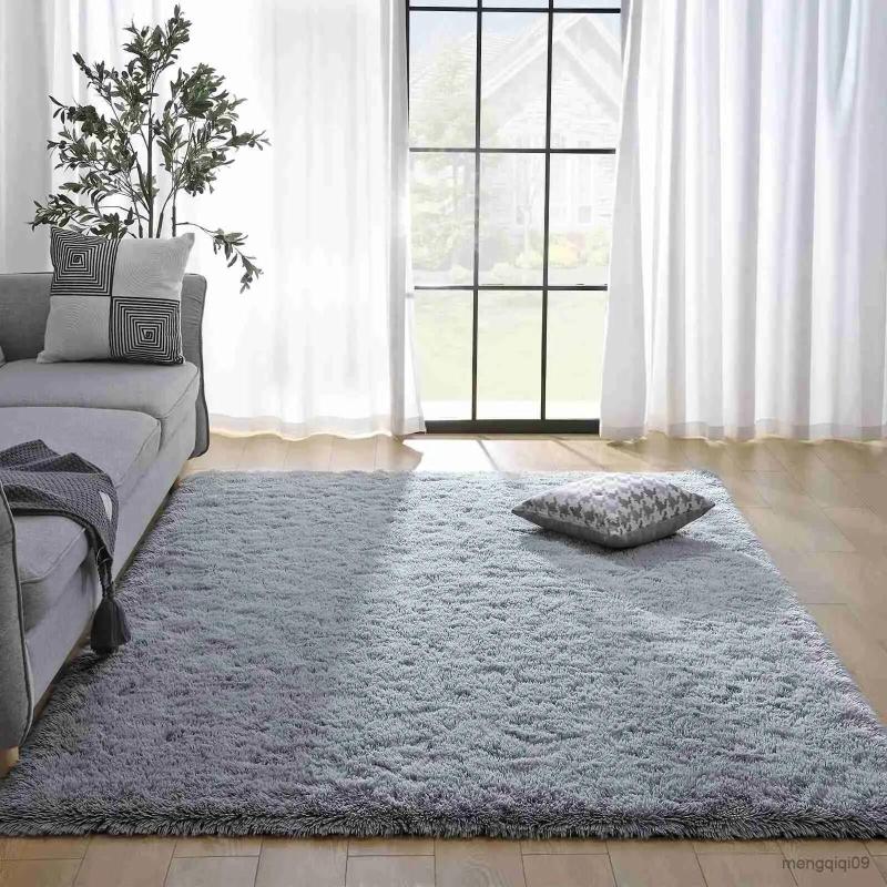Carpet Gray Carpet for Living Room Plush Rug Bed Room Floor Fluffy Mats Anti-slip Home Decor Rugs Soft Velvet Carpets Kids Room Blanket