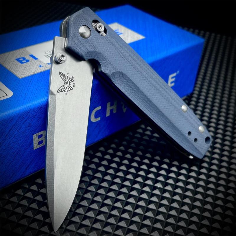 Benchmade Mini 485 Bugout AXIS Folding Knife 3.18" M390 Plain Blade, G10 Handles - 485BK-2