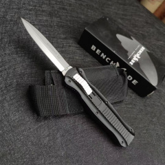 Benchmade 3300BK Infidel Dagger AUTO OTF Knife 3.85" D2 Black Double Edge Blade, Aviation Aluminum Handles