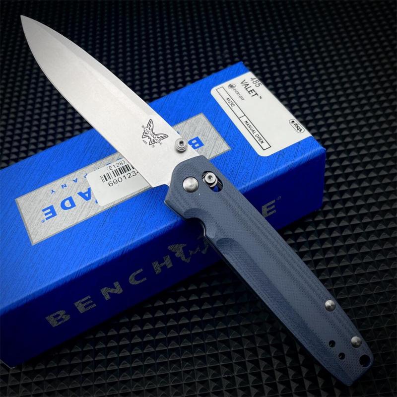 Benchmade Mini 485 Bugout AXIS Folding Knife 3.18" M390 Plain Blade, G10 Handles - 485BK-2