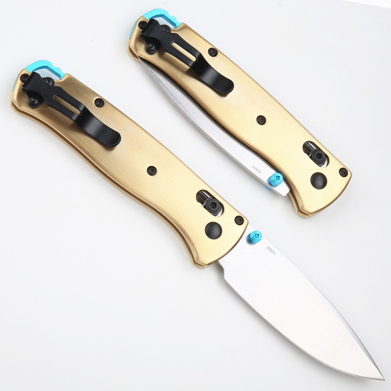 Benchmade 535-3 Bugout AXIS Folding Knife 3.07" S90V Satin Plain Blade, Copper Handles