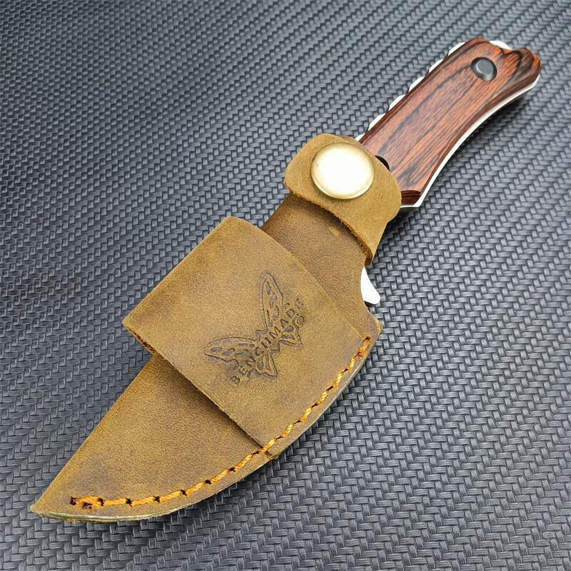 Benchmade 15017 Hunt Hidden Canyon Hunter Fixed Blade Knife 2.44" S30V Drop Point, Red Wood Handles - 15017-1