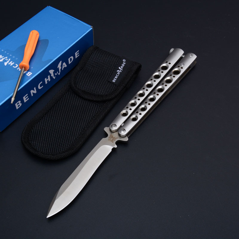 Benchmade Balisong Butterfly Folding Knife 3.74" 440C Plain Blade, Stainless steel Handles - BM40