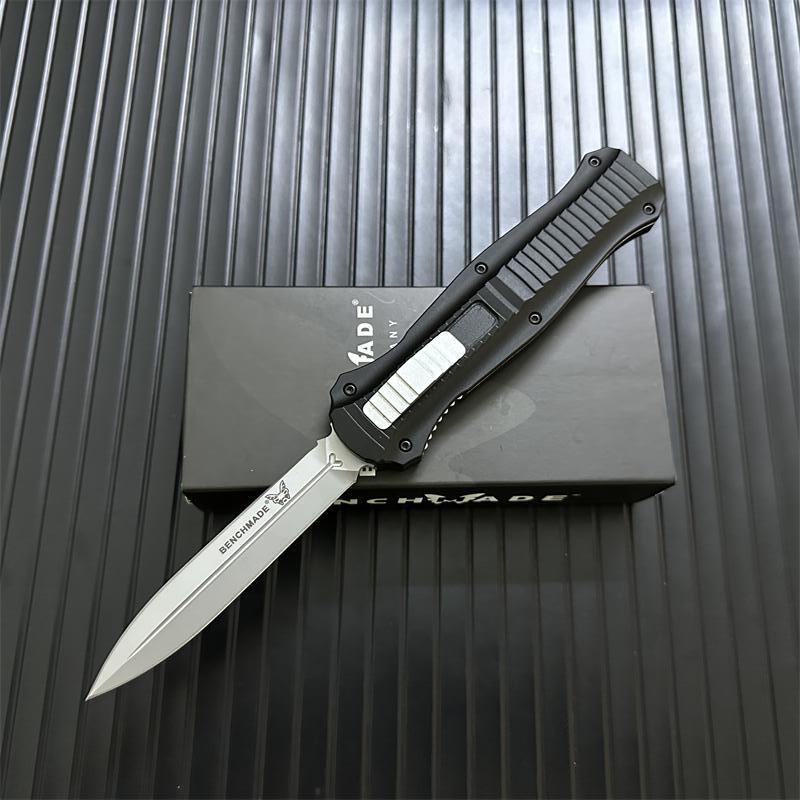Benchmade 3300BK Infidel Dagger AUTO OTF Knife 3.85" D2 Black Double Edge Blade, Aviation Aluminum Handles