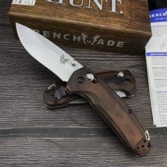 Benchmade 15031 Hunt North Fork AXIS Folding Knife 2.95" S30V Satin Plain Blade, Stabilized Wood Handles