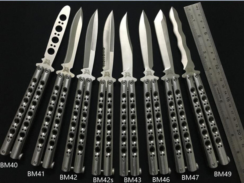 Benchmade Balisong Butterfly Folding Knife 3.74" 440C Plain Blade, Stainless steel Handles - BM42