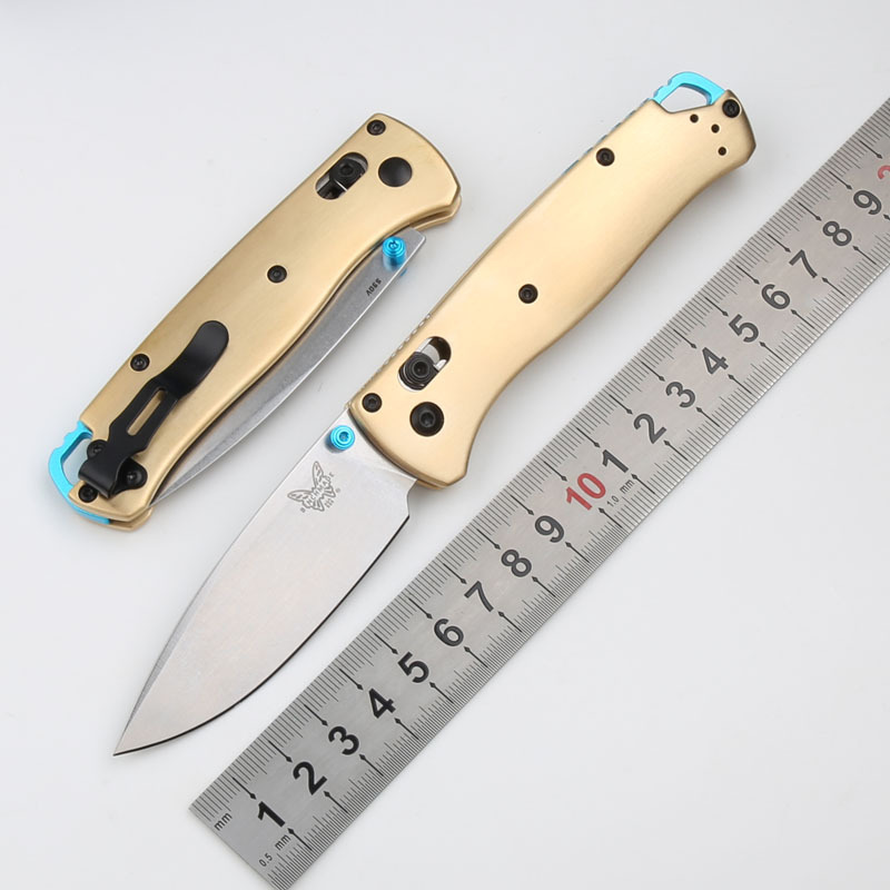 Benchmade 535-3 Bugout AXIS Folding Knife 3.07" S90V Satin Plain Blade, Copper Handles