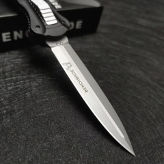 Benchmade 3300BK Infidel Dagger AUTO OTF Knife 3.85" D2 Black Double Edge Blade, Aviation Aluminum Handles