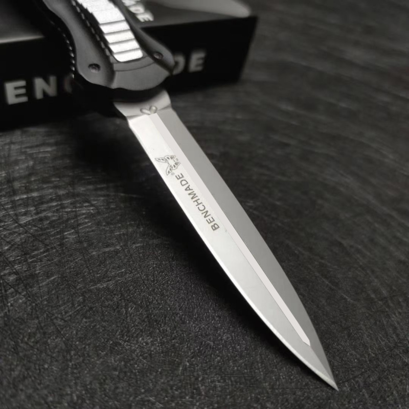 Benchmade 3300BK Infidel Dagger AUTO OTF Knife 3.85" D2 Black Double Edge Blade, Aviation Aluminum Handles