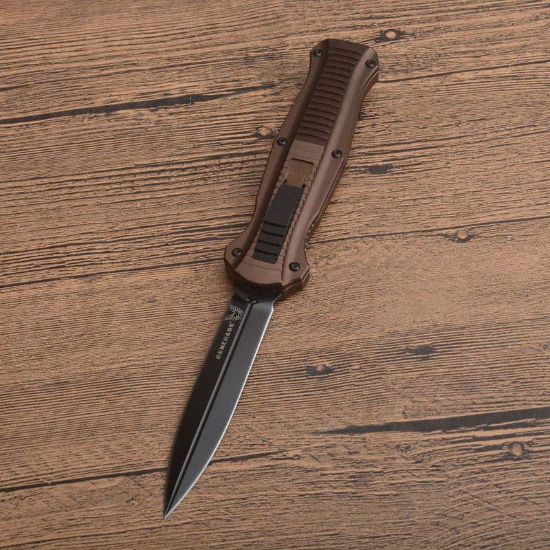 Benchmade 3300BK Infidel Dagger AUTO OTF Knife 3.85" D2 Black Double Edge Blade, Aluminum Alloy Handles