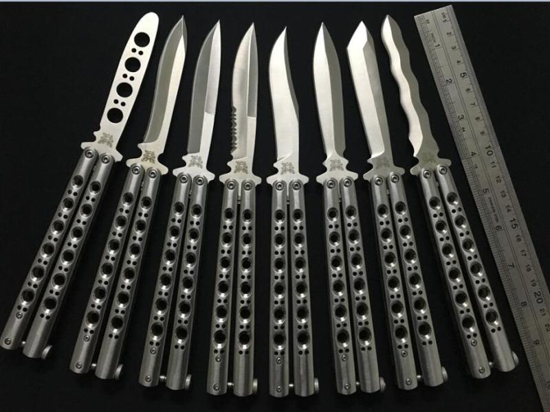 Benchmade Balisong Butterfly Folding Knife 3.74" 440C Plain Blade, Stainless steel Handles - BM42