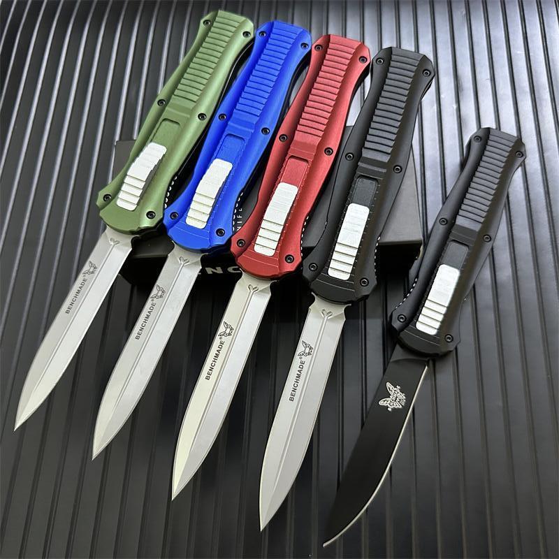 Benchmade 3300BK Infidel Dagger AUTO OTF Knife 3.85" D2 Black Double Edge Blade, Aviation Aluminum Handles