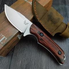 Benchmade 15017 Hunt Hidden Canyon Hunter Fixed Blade Knife 2.44" S30V Drop Point, Red Wood Handles - 15017-1
