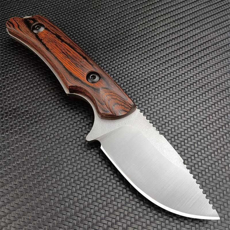 Benchmade 15017 Hunt Hidden Canyon Hunter Fixed Blade Knife 2.44" S30V Drop Point, Red Wood Handles - 15017-1