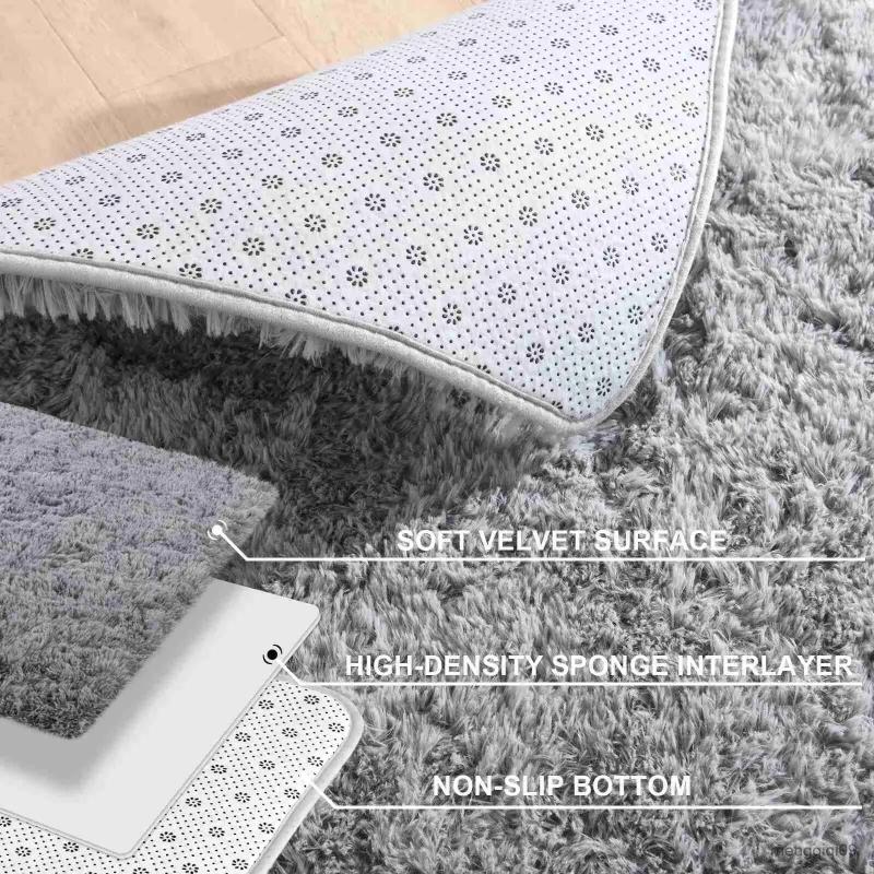 Carpet Gray Carpet for Living Room Plush Rug Bed Room Floor Fluffy Mats Anti-slip Home Decor Rugs Soft Velvet Carpets Kids Room Blanket