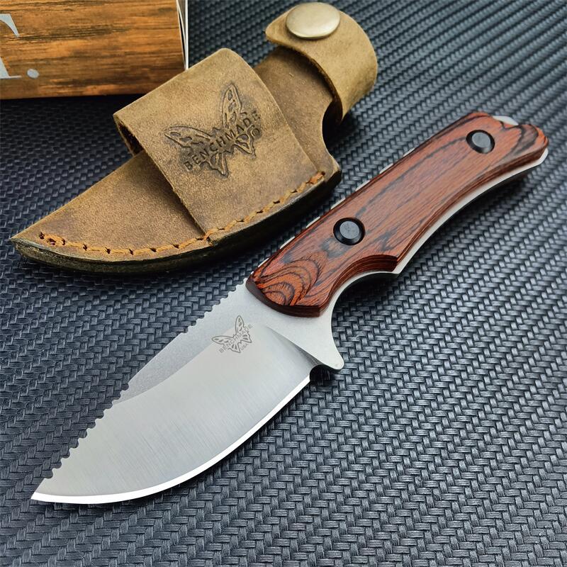 Benchmade 15017 Hunt Hidden Canyon Hunter Fixed Blade Knife 2.44" S30V Drop Point, Red Wood Handles - 15017-1
