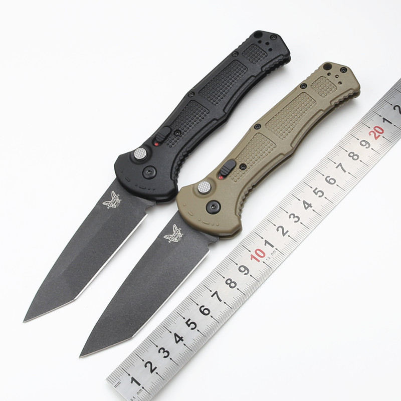 Benchmade 9071BK Claymore AUTO Folding Knife 3.81" CPM-D2 Drop Point Plain Blade, Grivory Handles 9071BK-1