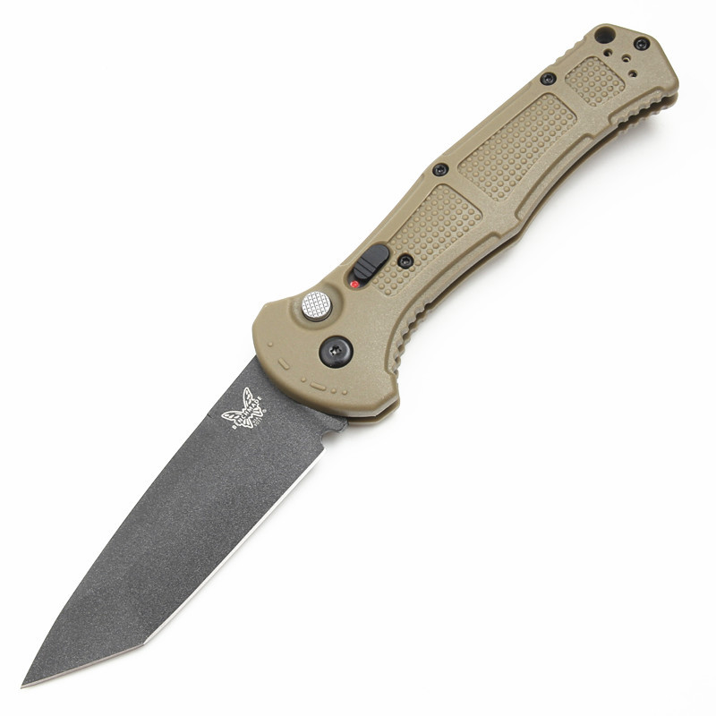 Benchmade 9071BK Claymore AUTO Folding Knife 3.81" CPM-D2 Drop Point Plain Blade, Grivory Handles 9071BK-1