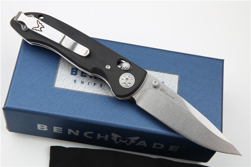 Benchmade Mini Freek 968 Axis Folding Knife 3.14" 20CV Satin Plain Blade, G10 Handles