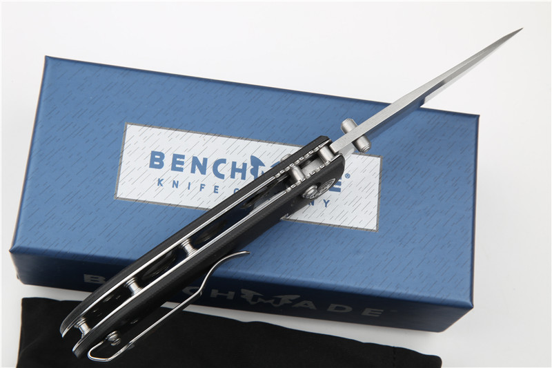 Benchmade Mini Freek 968 Axis Folding Knife 3.14" 20CV Satin Plain Blade, G10 Handles